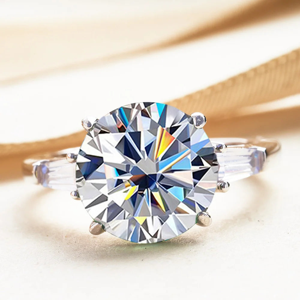 GRA Certified 5CT Moissanite Ring VVS1 Sterling Silver - Timeless Elegance
