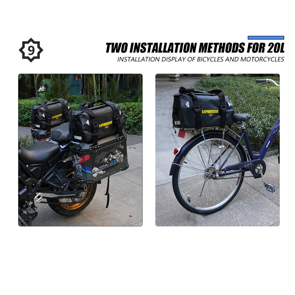 Wodoodporna torba motocyklowa na bagaż | suchy plecak rolowany | 20l, 40l, 66l