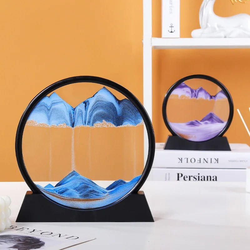 Ruchoma sztuka piaskowa 3d głębokie morze | okrągła dekoracja biurka i prezent