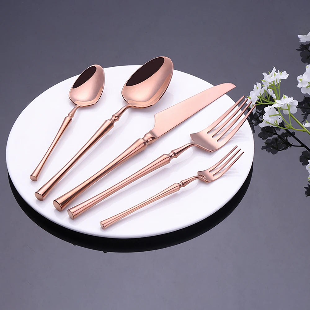 Luxury Gold Cutlery Set - Stainless Steel Dinnerware Flatware (10-30 Pcs)