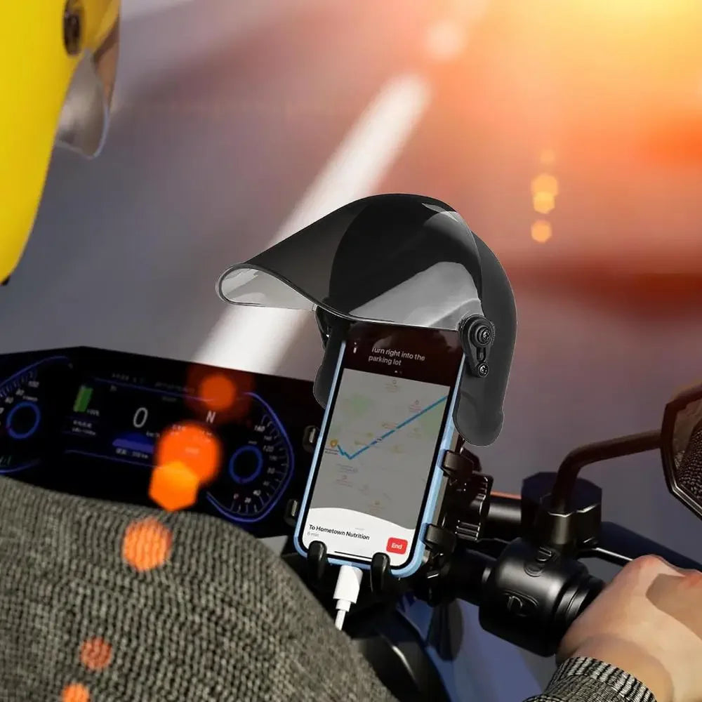 Wodoodporny uchwyt na telefon do motocykla z osłoną przeciwsłoneczną i ochroną przed deszczem