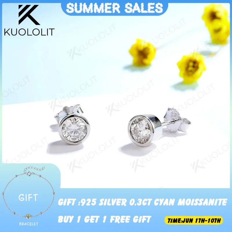 Kuololit Lab Grown Diamond Engagement Earrings - 18K/14K/925 Studs