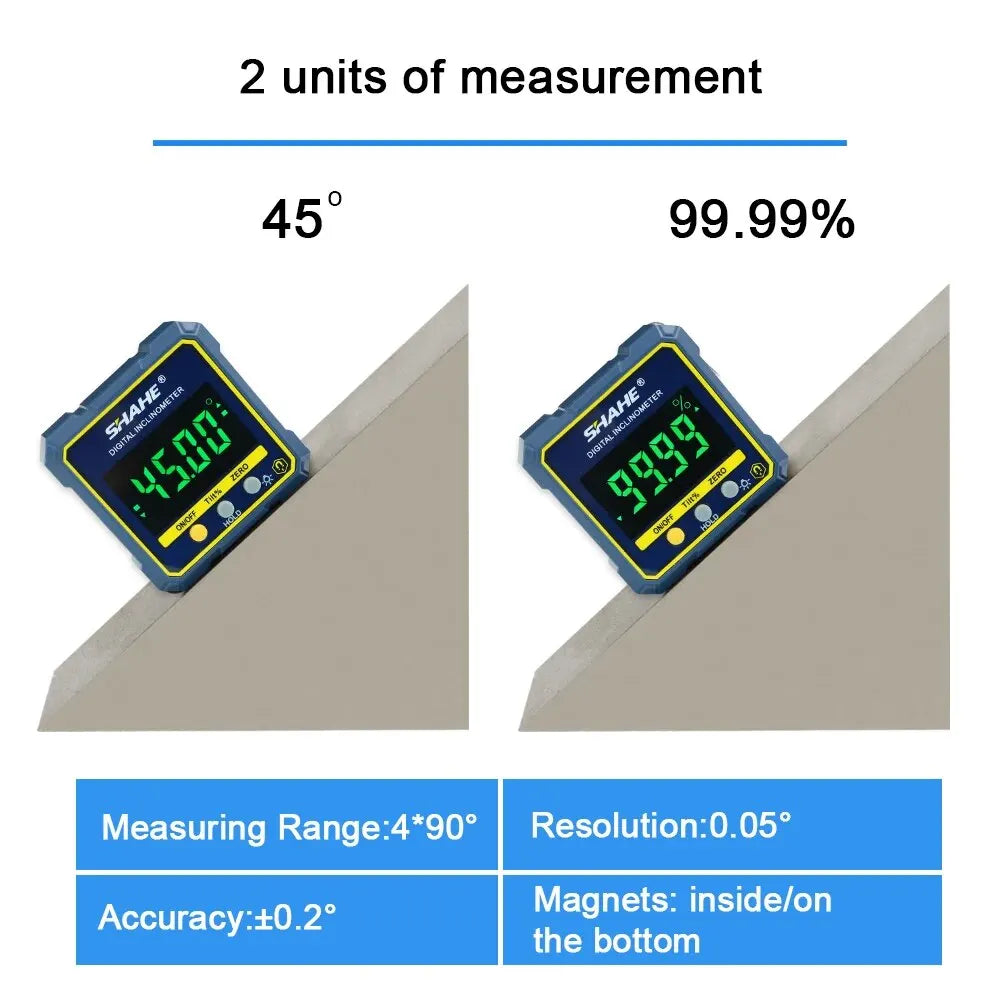 SHAHE Digital Angle Gauge & Protractor with Magnetic Base & Backlight