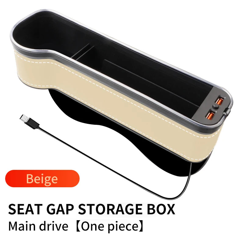 Premium Car Seat Gap Organizer: LED Cup Holder & Dual USB Charger