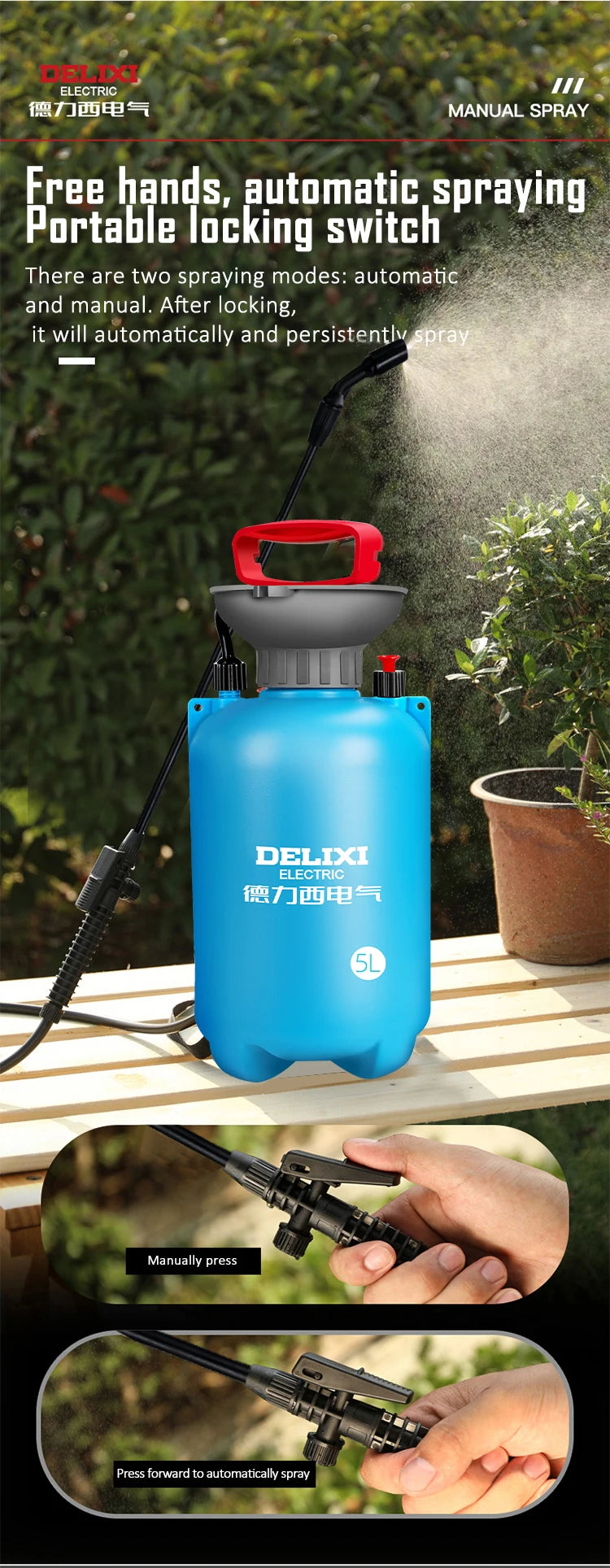 Opryskiwacz ogrodowy delixi electric 3/5/8l – wielofunkcyjny ciśnieniowy do trawnika i ogrodu
