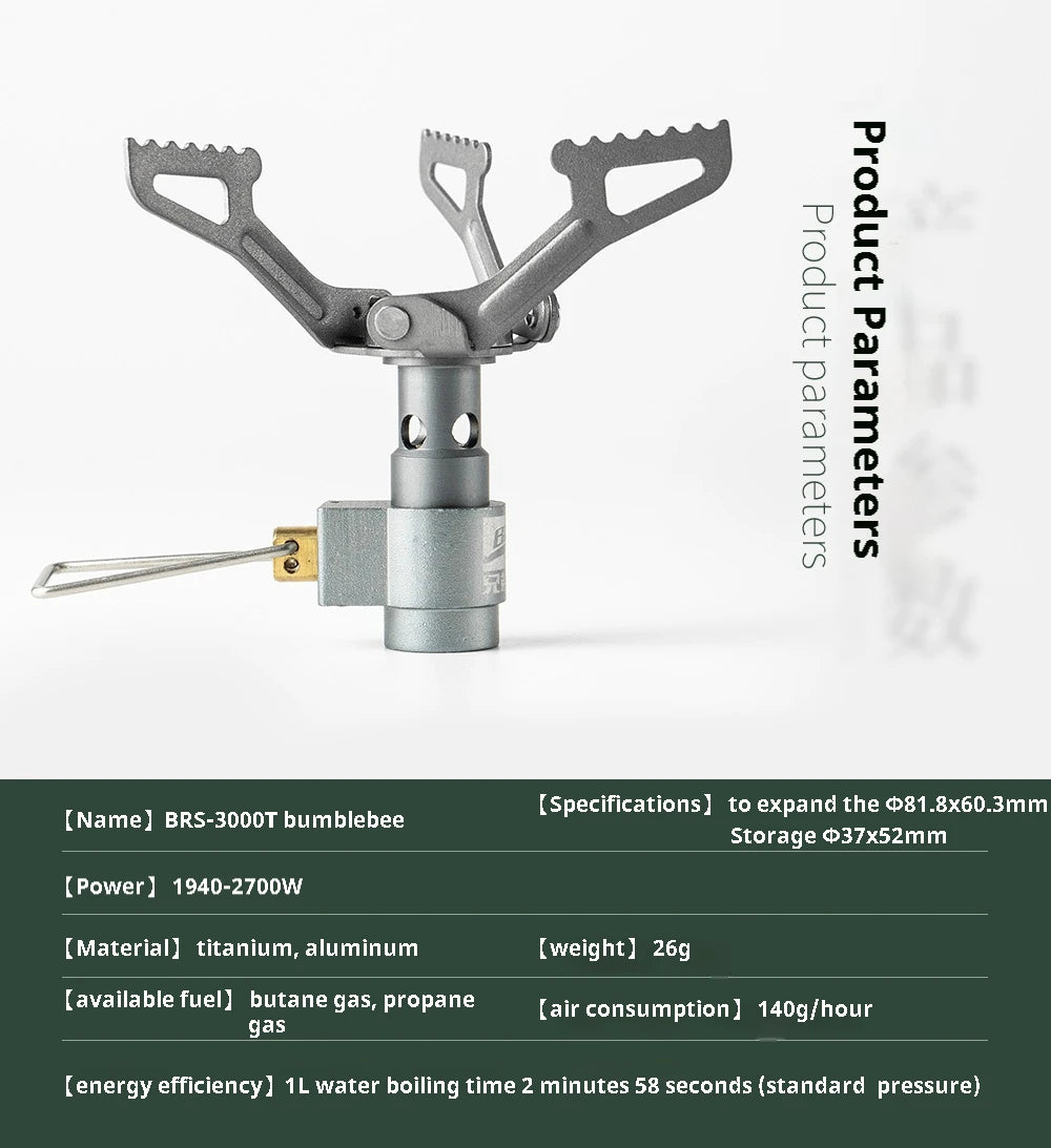 Brs-3000t mini tytanowa kuchenka gazowa kempingowa – przenośny palnik survivalowy