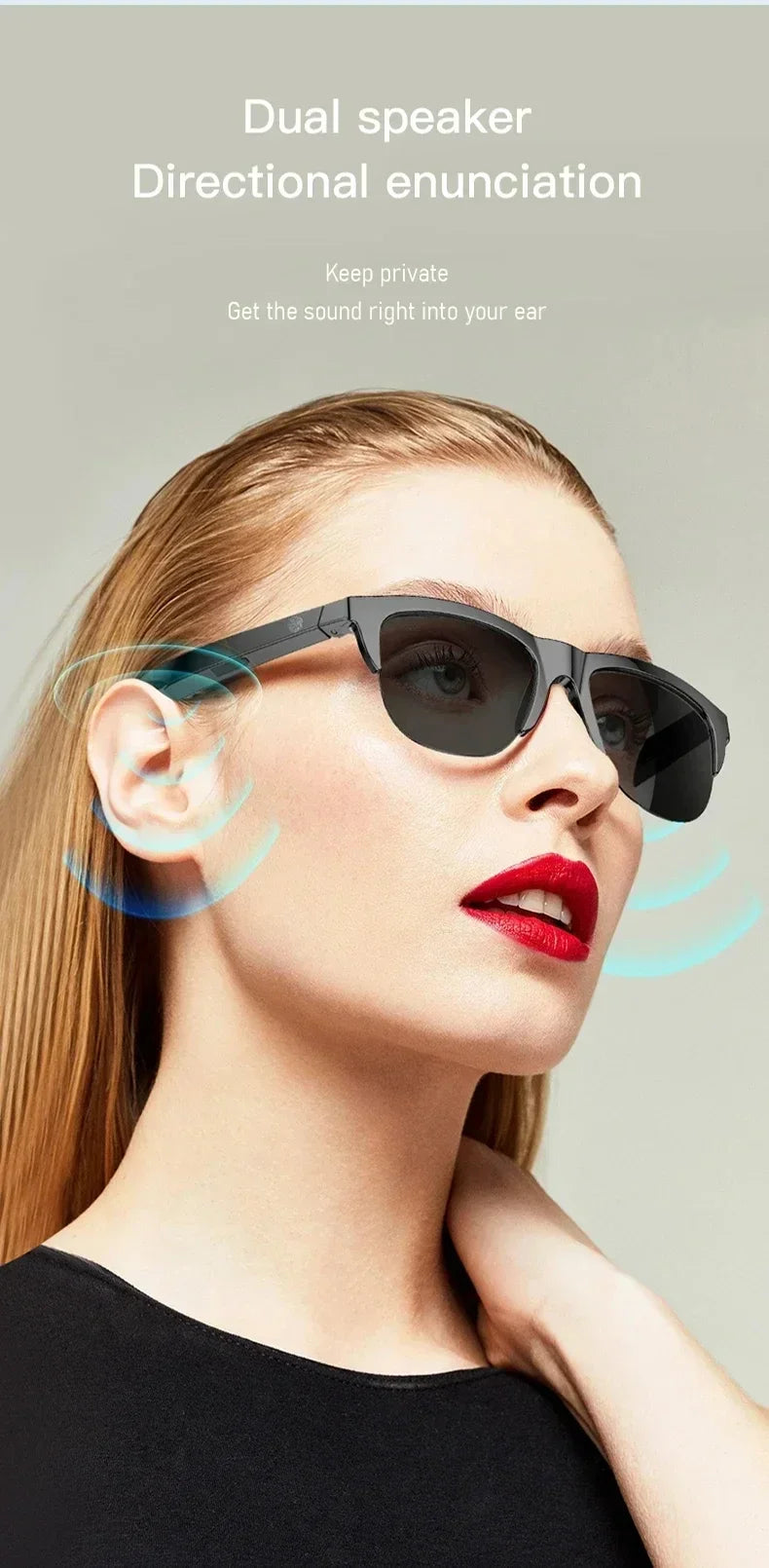 Inteligentne okulary przeciwsłoneczne dixsg z dźwiękiem bluetooth i ochroną przed niebieskim światłem