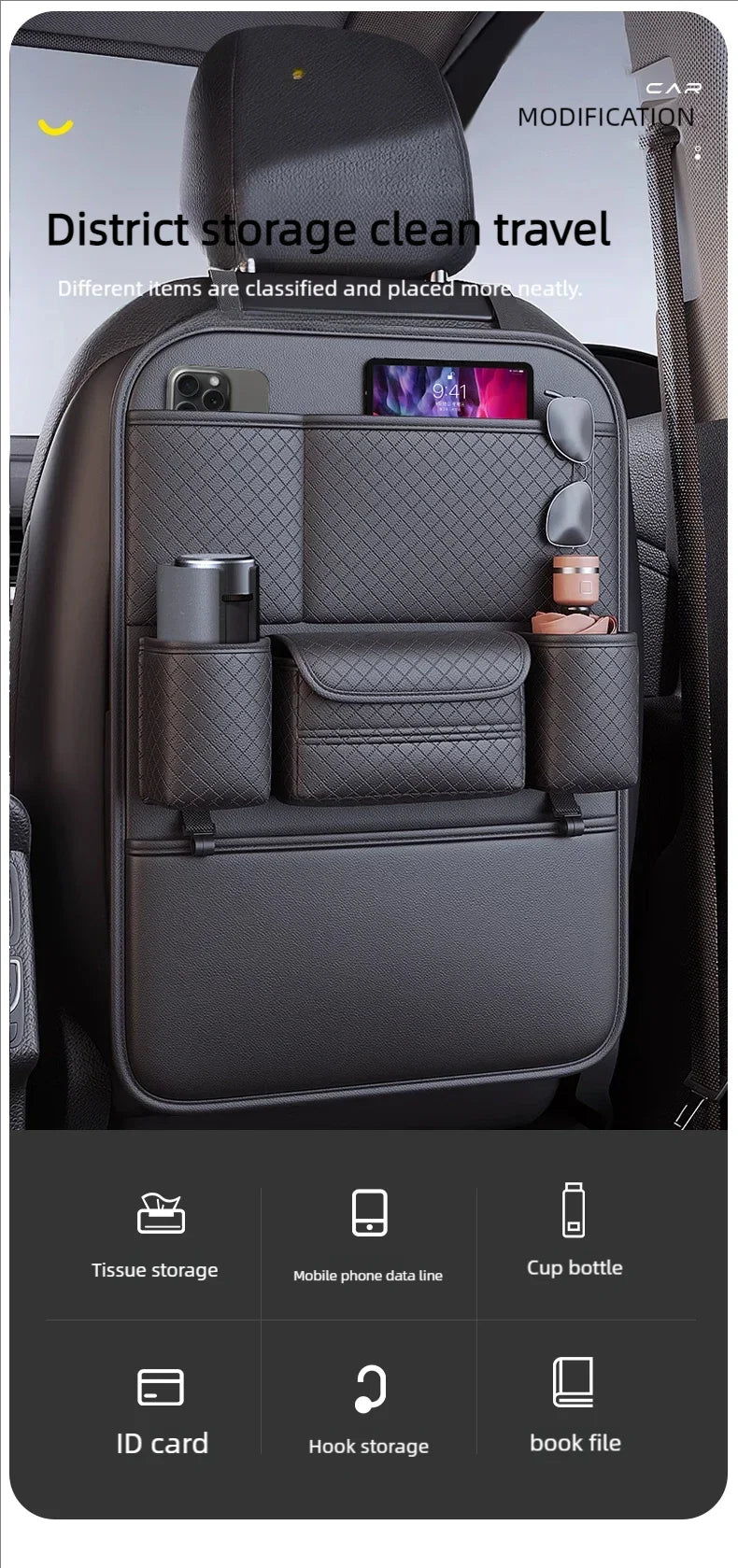 Organizer samochodowy jfbonin na tył siedzenia - pojemne przegródki