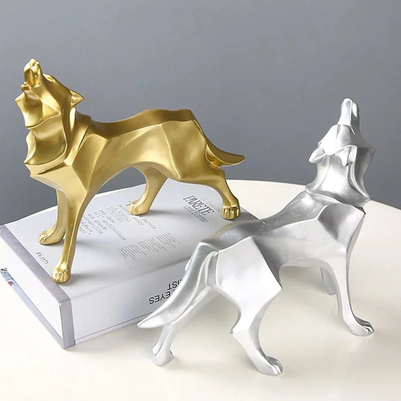 Modern Geometric Wolf Figurine - Abstract Interior Decor Statue