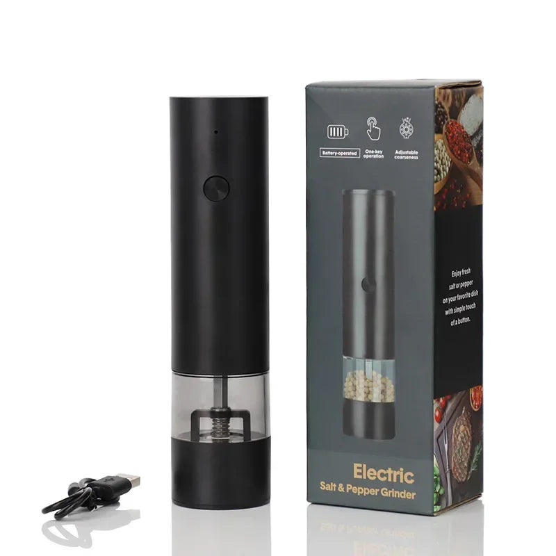 USB Rechargeable Electric Salt & Pepper Grinder - Adjustable Coarseness Mill