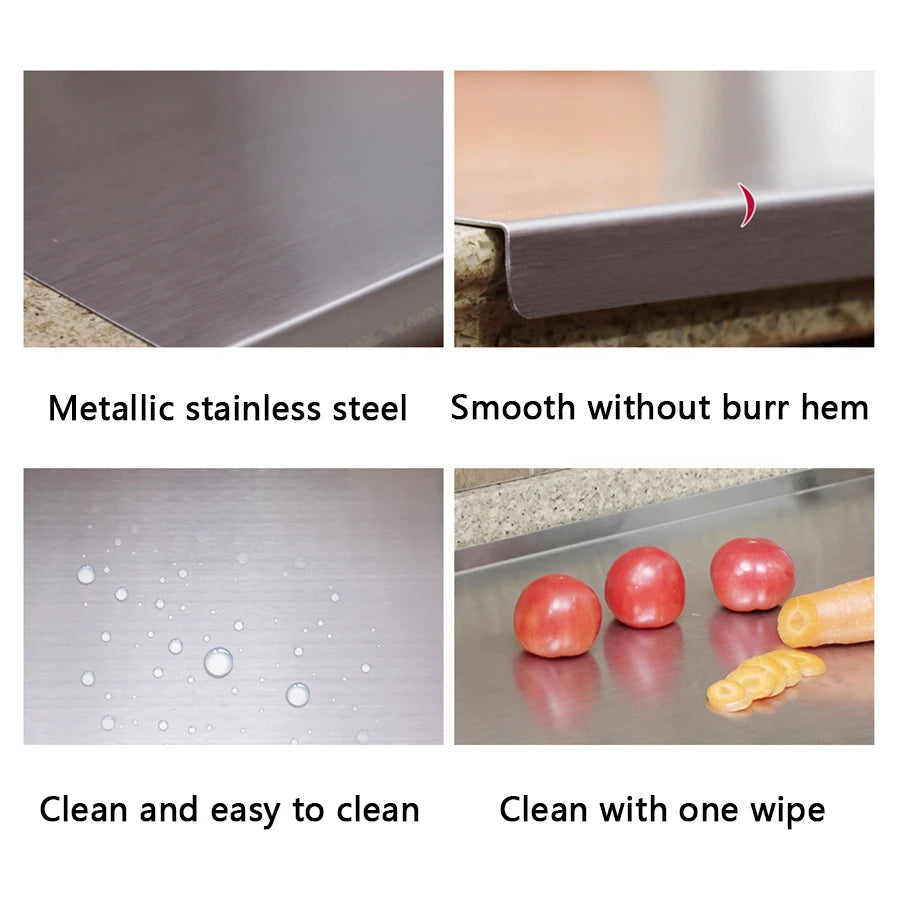 L-Shaped Stainless Steel Chopping Board - Large, Double-Sided Kitchen Tool