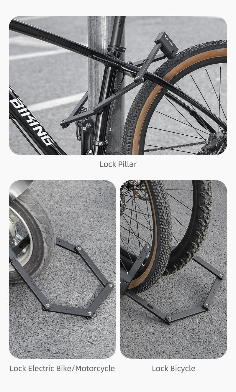 WEST BIKING Foldable Bike & Motorcycle Lock - Key & Password Security
