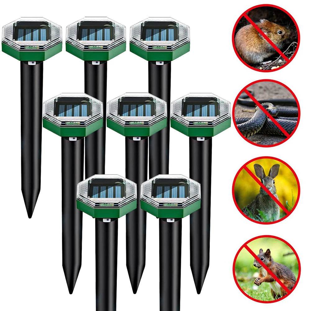 Solar Ultrasonic Pest Repeller - Outdoor Lawn Mouse, Snake & Insect Defense