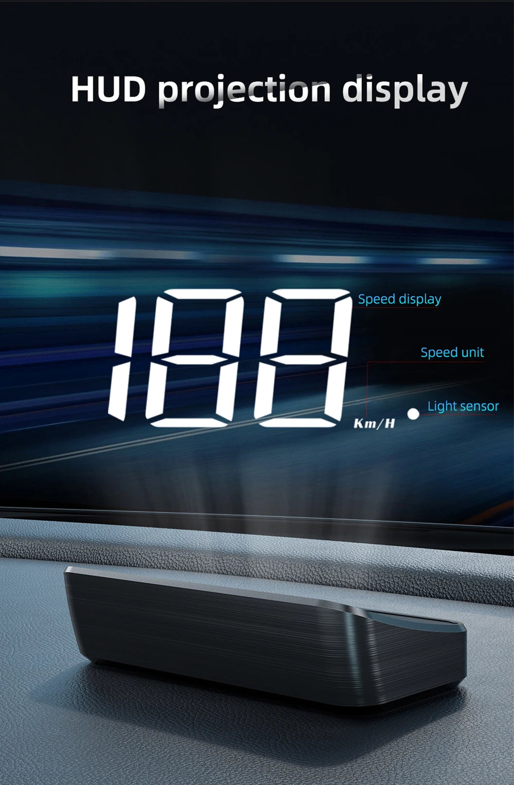 M2 HD Car HUD Windshield Projector | GPS Speedometer Display