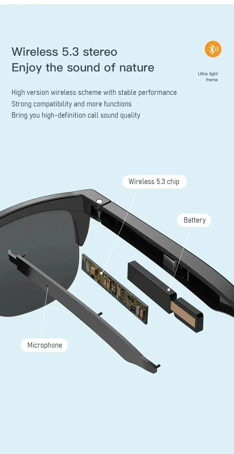 Inteligentne okulary przeciwsłoneczne dixsg z dźwiękiem bluetooth i ochroną przed niebieskim światłem