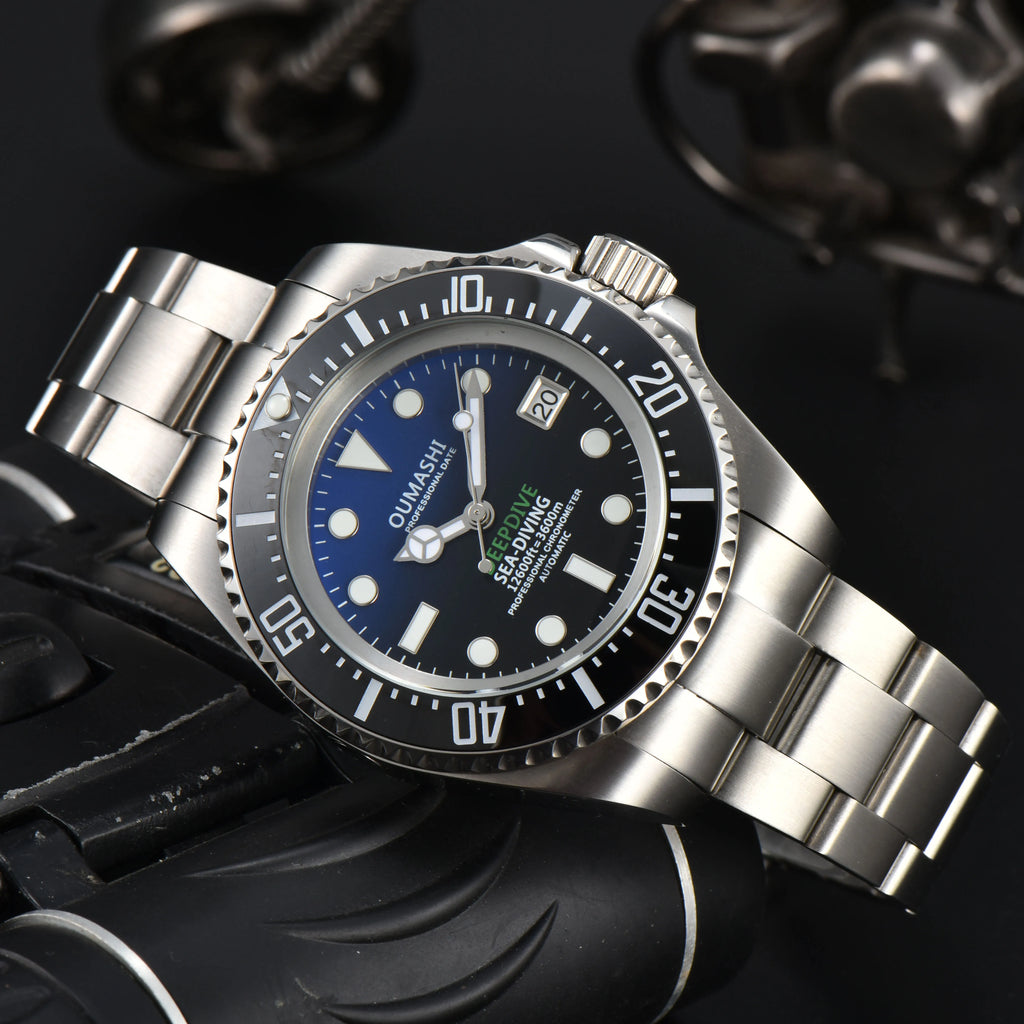 Męski 44mm zegarek automatyczny mechaniczny deep sea
