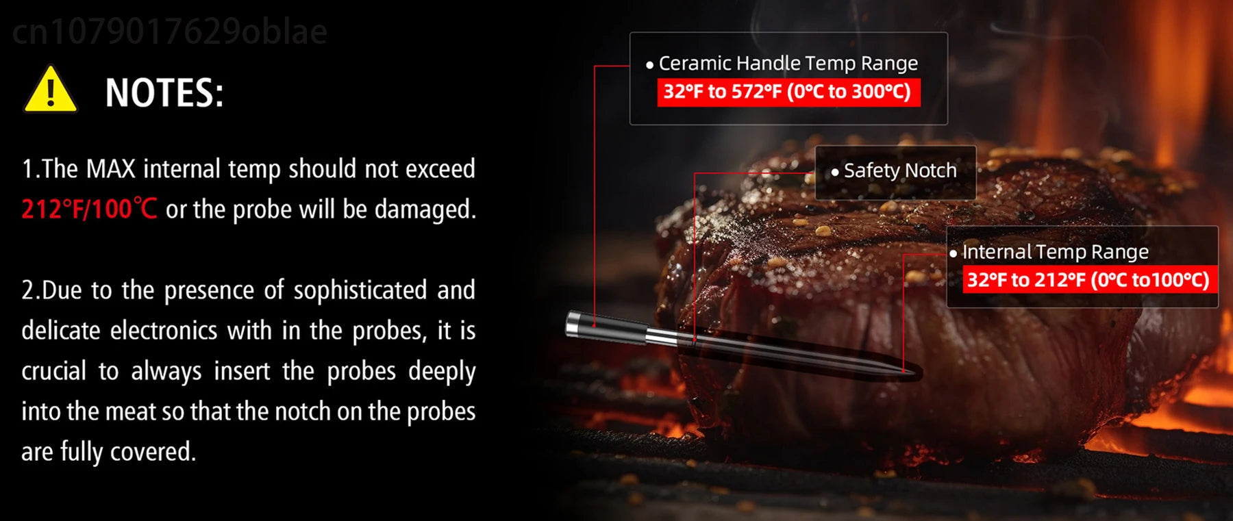 Wireless Bluetooth Meat Thermometer - IP67 Waterproof Probes for Grilling & BBQ