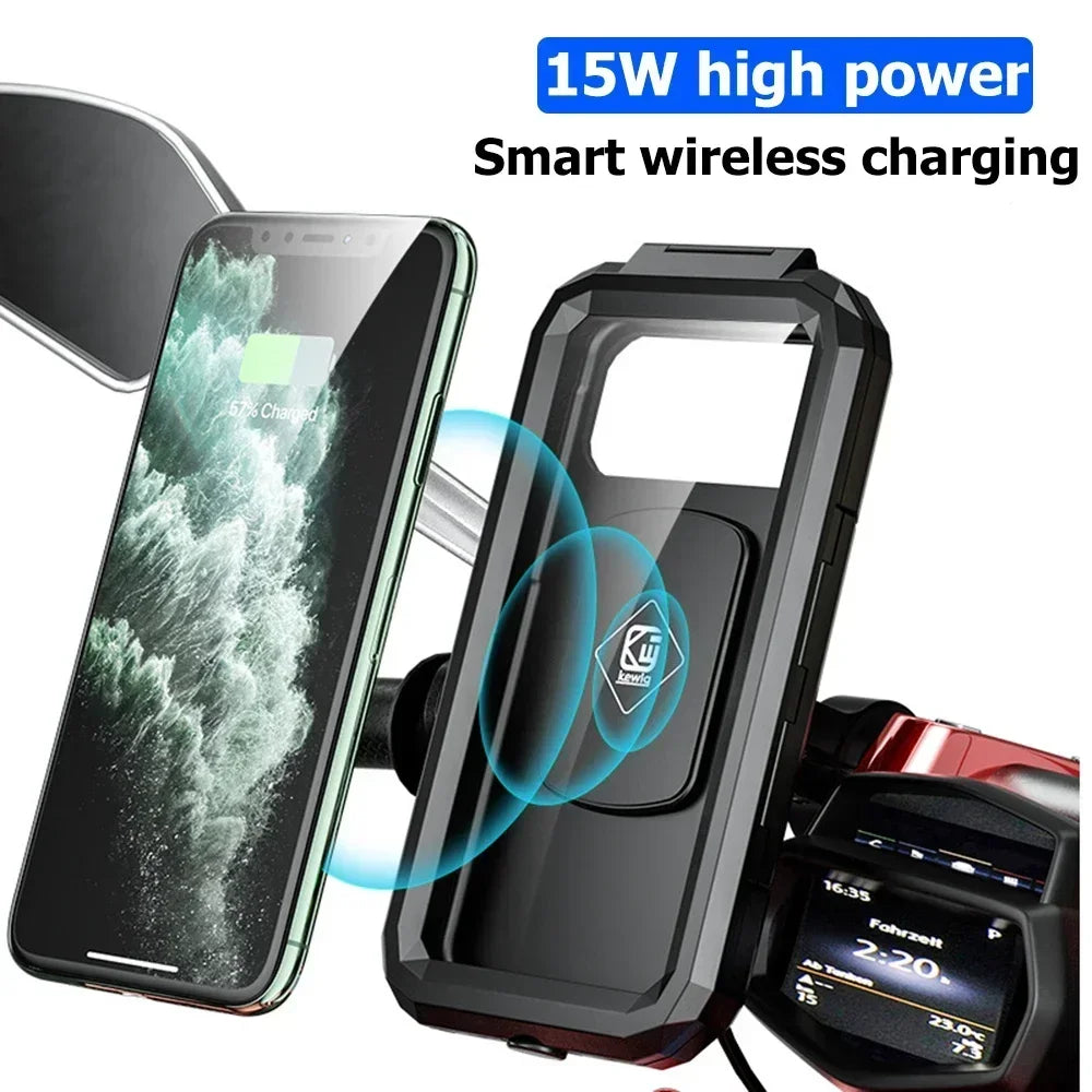 Uchwyt na telefon z ładowarką bezprzewodową do motocykla - szybkie ładowanie qc 3.0