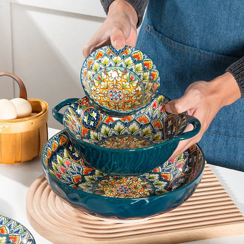 Bohemia retro ceramiczny zestaw naczyń stołowych dla 4 osób | eleganckie nakrycie