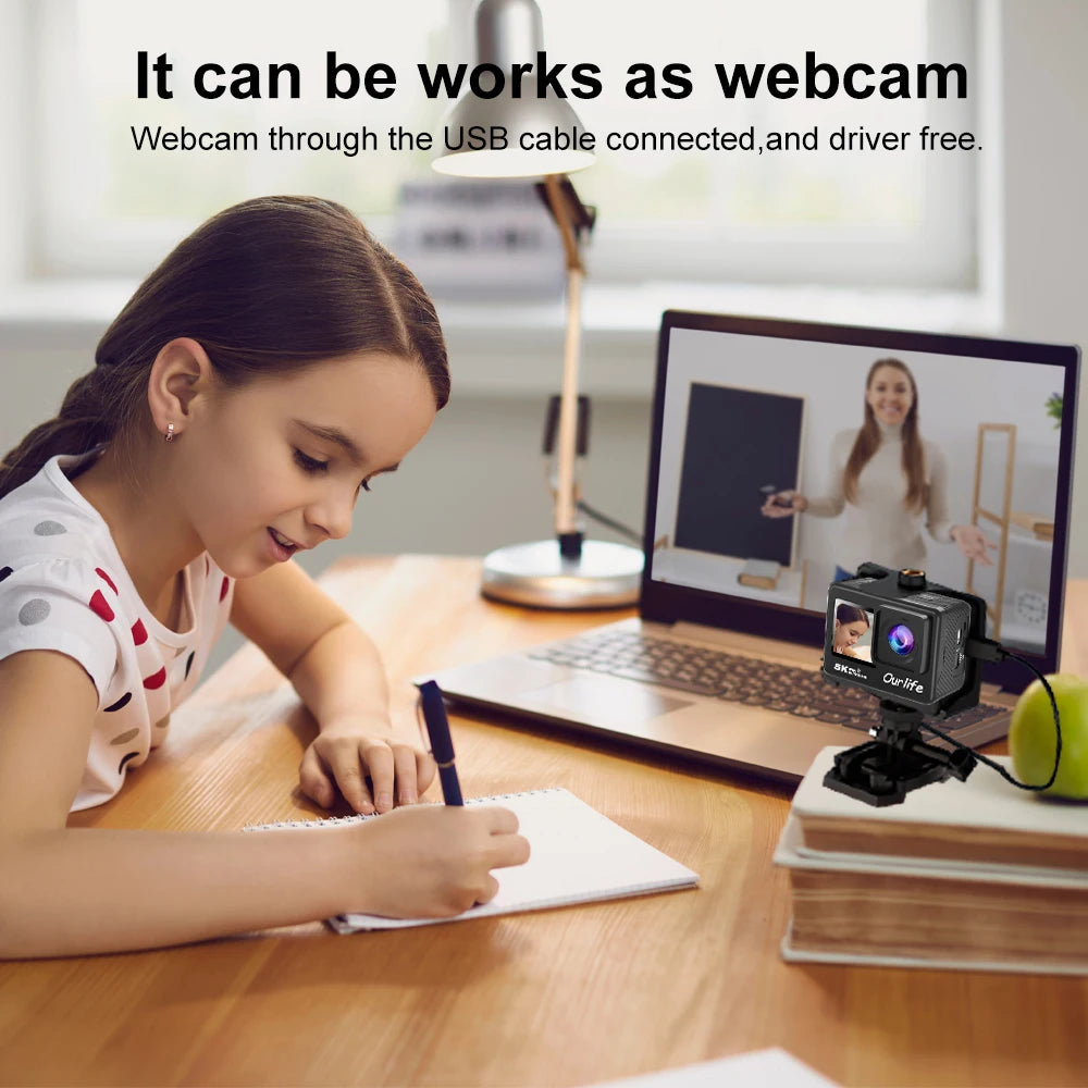 Ourlife kamera akcji 4k - wodoodporna, wi-fi, dotykowy ekran lcd | uchwyć przygody