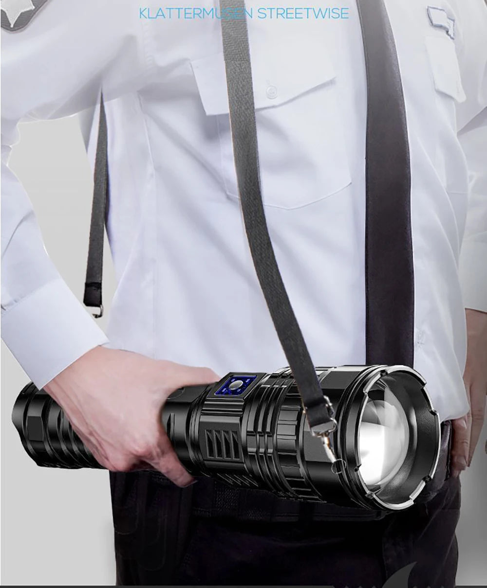 Latarka taktyczna vabena 10000lm 800w - wiązka 4km, powerbank