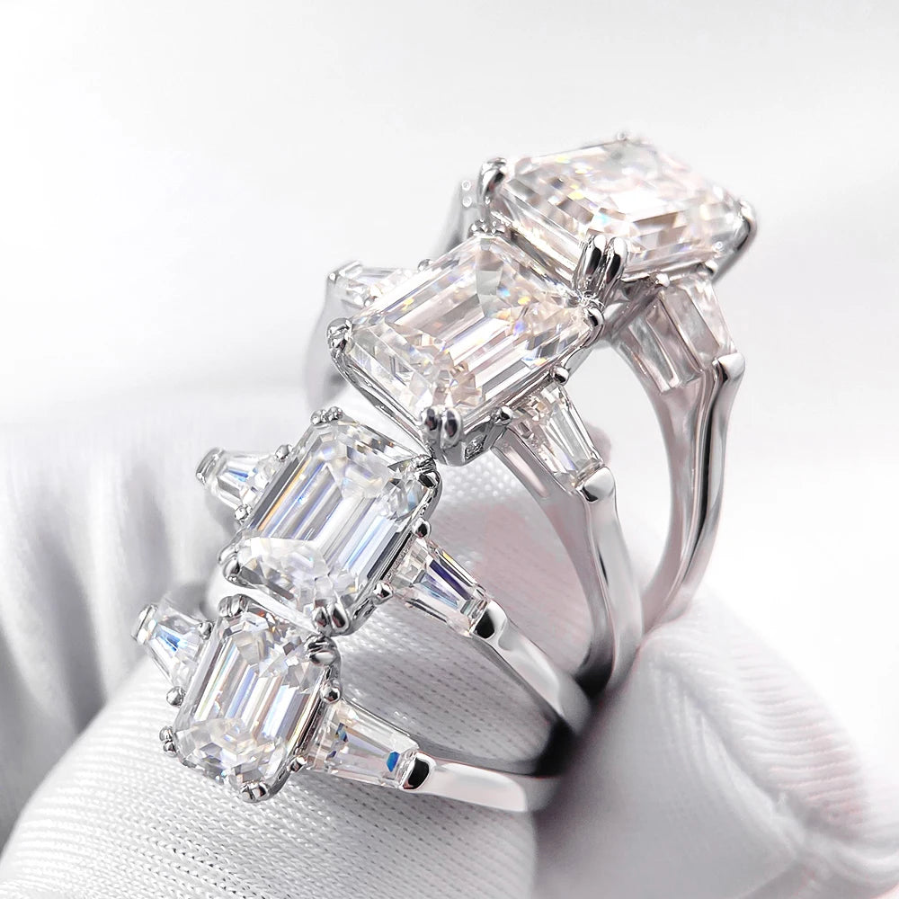 Vabena Emerald Cut Moissanite Engagement Ring - Dazzling Brilliance