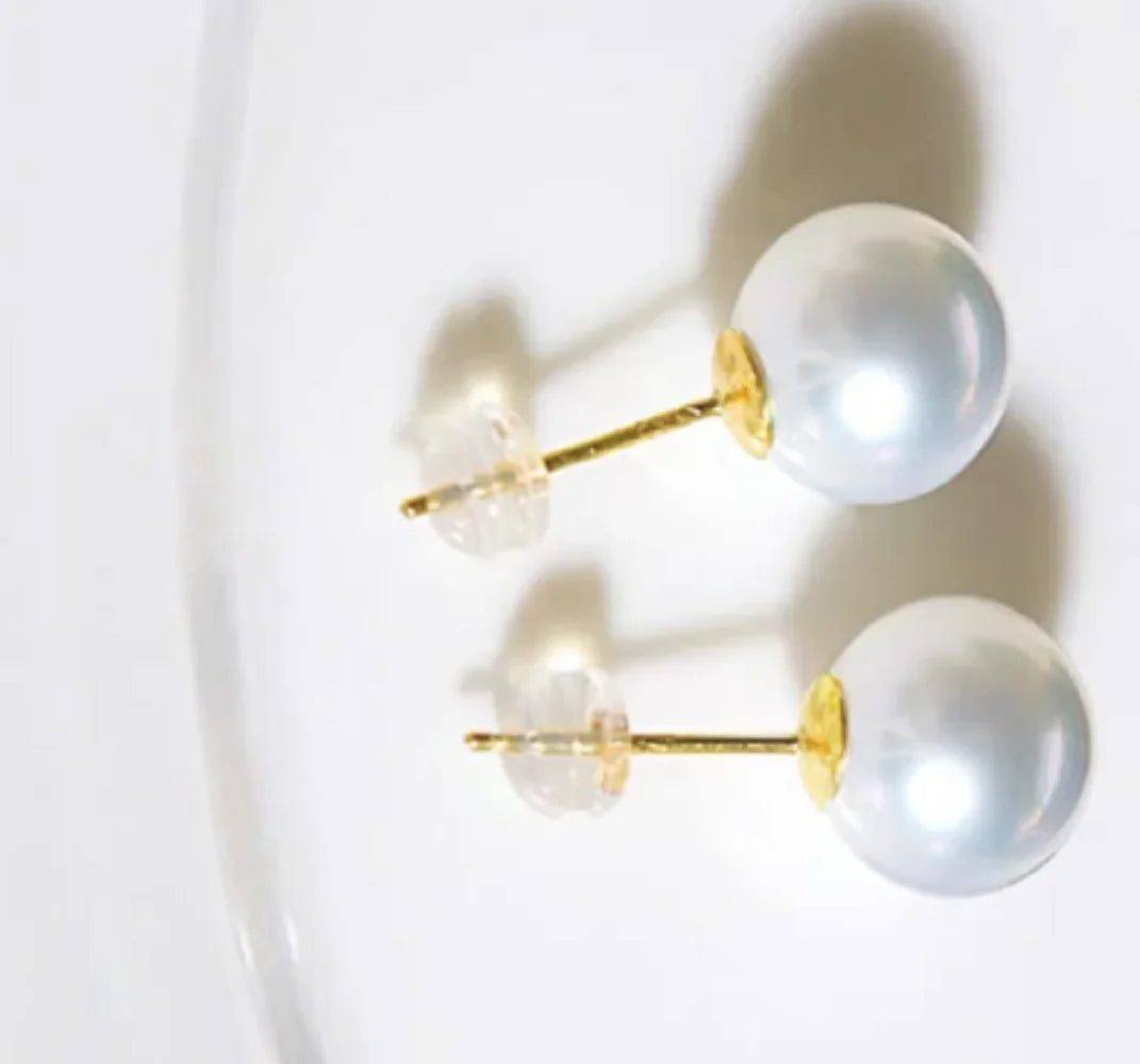 AAAA+ Akoya Pearl & 14K Gold Stud Earrings - Timeless Elegance