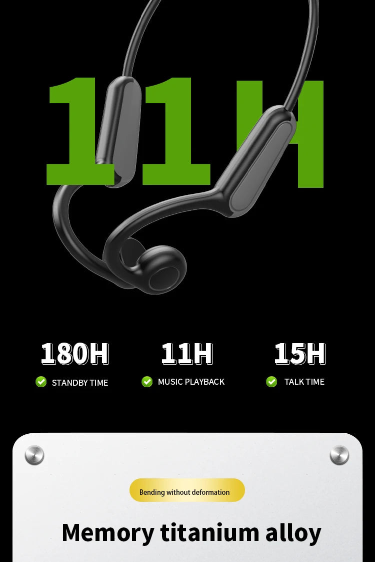 Słuchawki z przewodnictwem kostnym b8 | sportowe bezprzewodowe bluetooth 5.3 ipx5