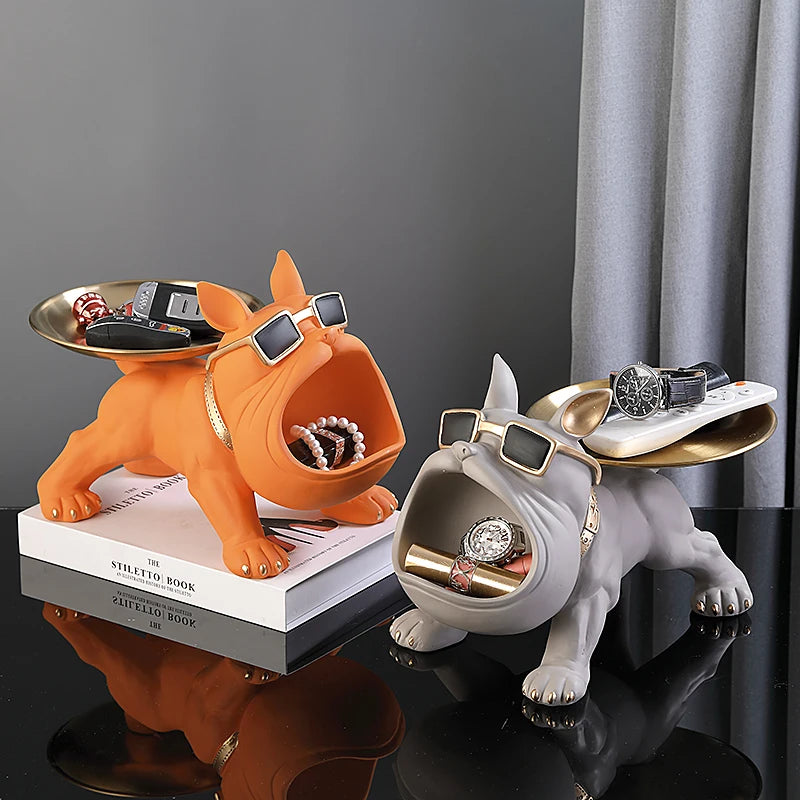 Statuetka buldoga skarbonka i schowek - figurka psa 30cm żywica