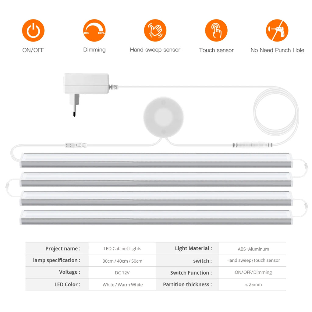 Smart LED Under Cabinet Lighting | Hand Scan Motion Sensor & Dimmer
