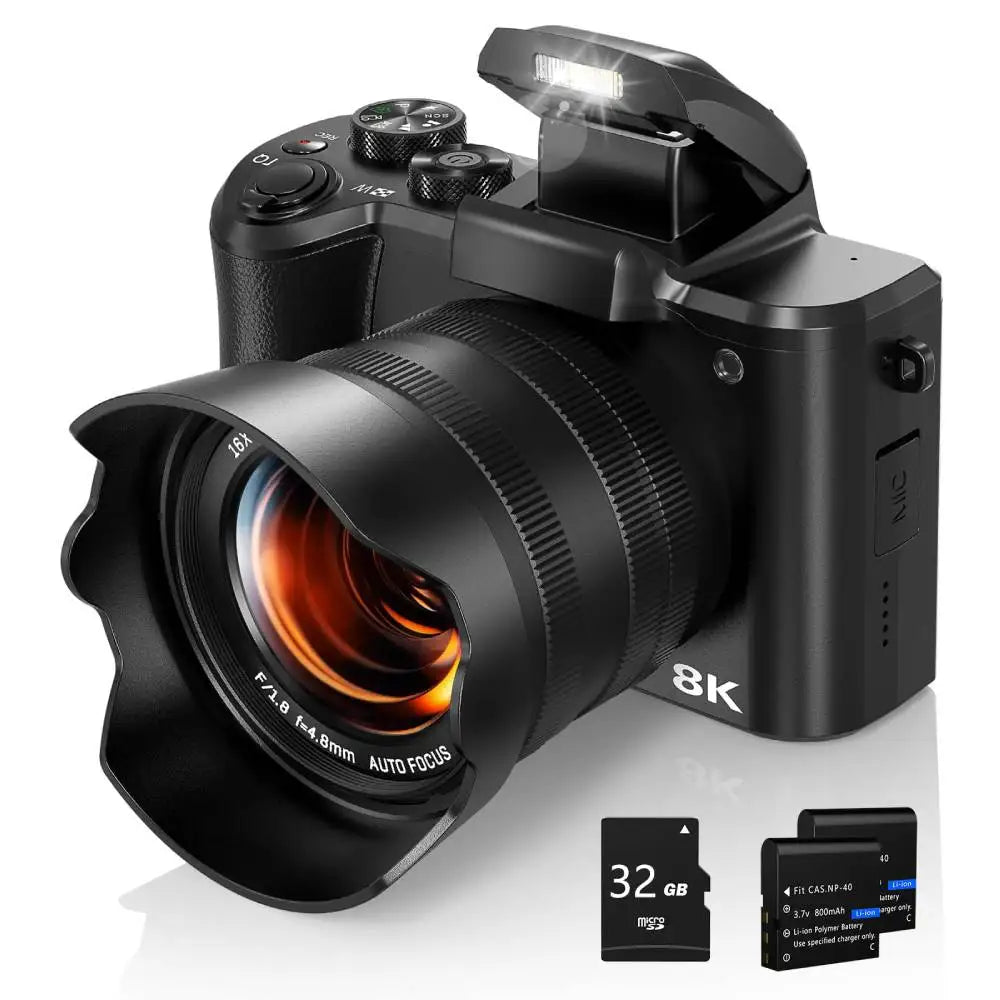 Vabena 8k 88mp aparat vlogowy z podwójnym obiektywem i wi-fi