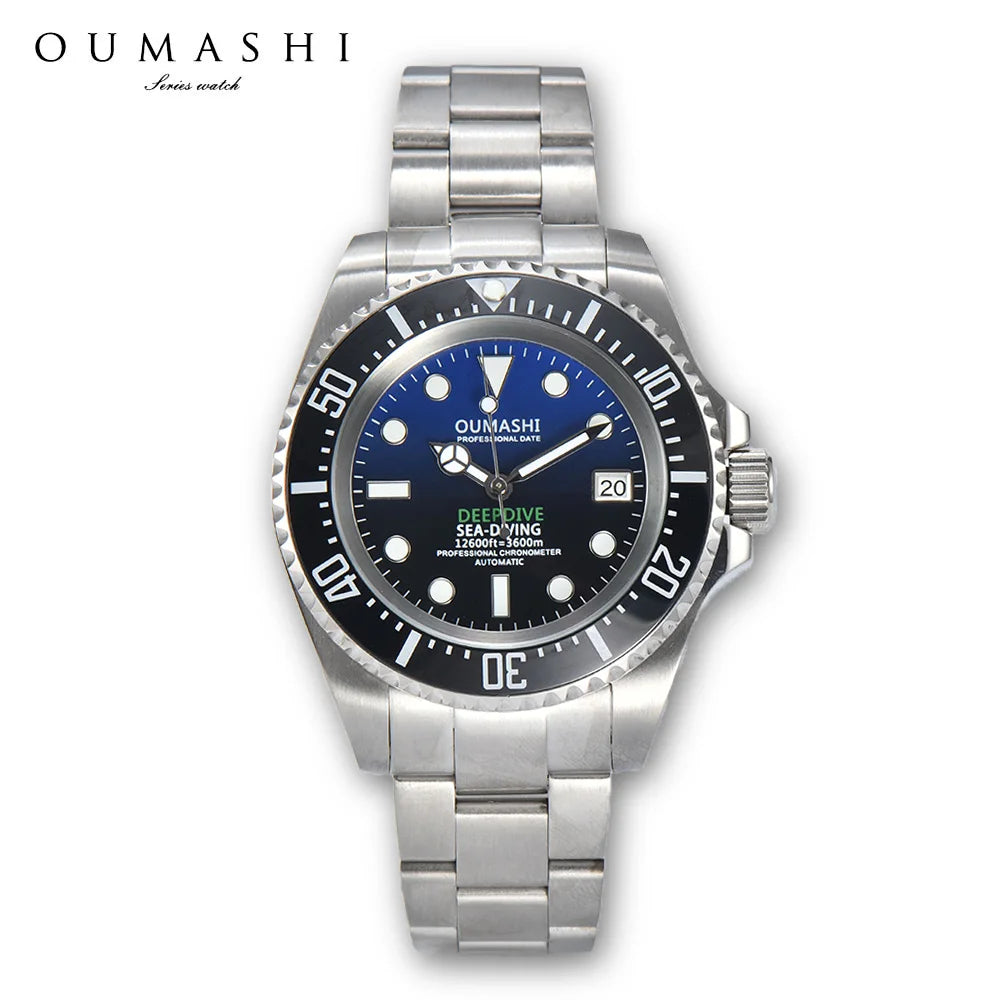 Męski 44mm zegarek automatyczny mechaniczny deep sea