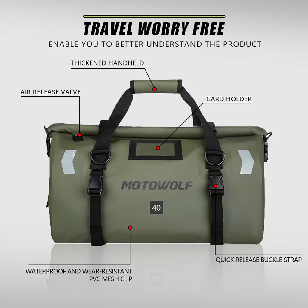 Wodoodporna torba motocyklowa na bagaż | suchy plecak rolowany | 20l, 40l, 66l