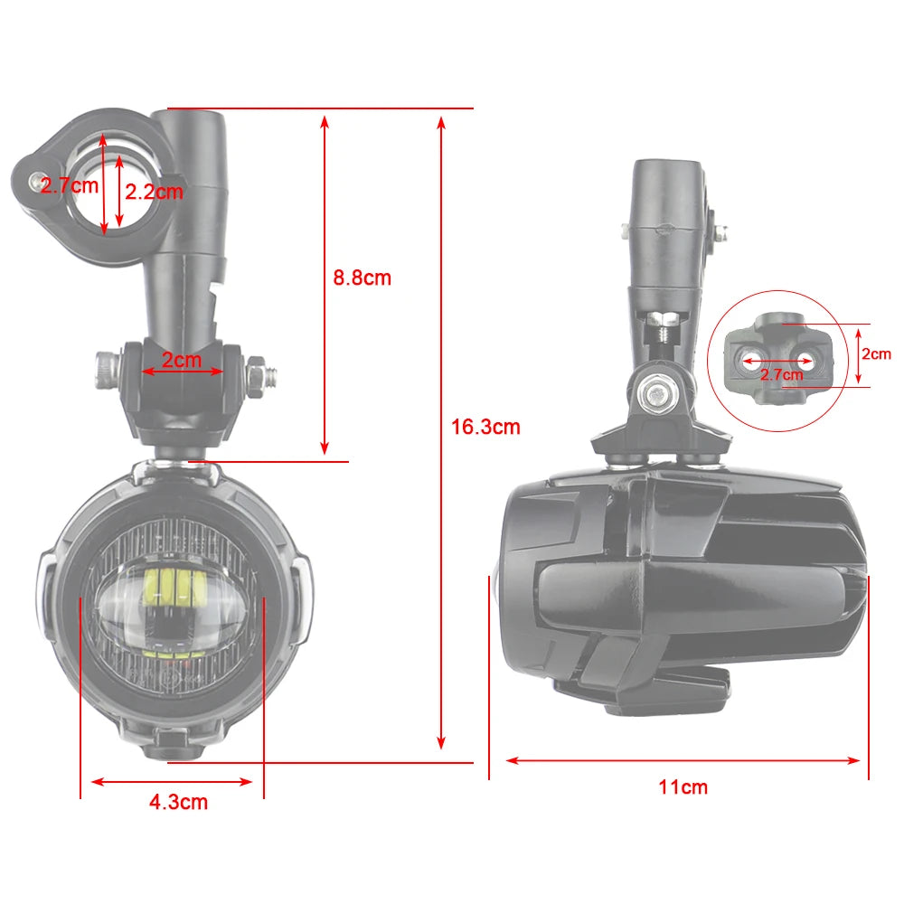 Wysokowydajne pomocnicze lampy przeciwmgielne led do motocykli bmw r1200gs, f800gs, k1600 i uniwersalnych | 40w 6000k