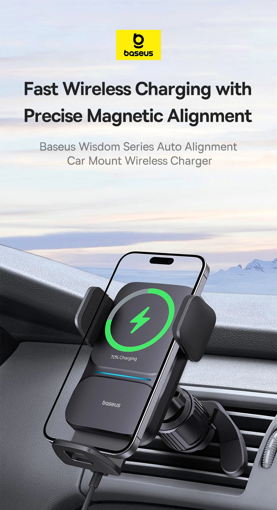 Baseus Infrared 15W QI Wireless Car Charger Phone Holder