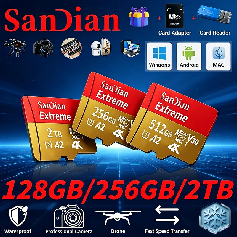 Oryginalne karty micro tf v30 class10 – pamięć flash 128gb, 256gb, 512gb do monitoringu, pc i mac