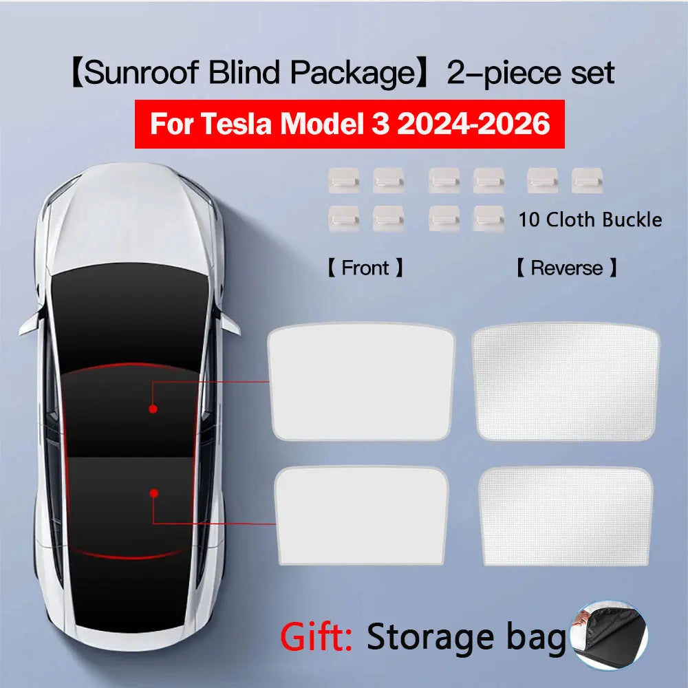 Osłony przeciwsłoneczne dachu do tesli model 3 highland 2026 i modelu y | blokada ciepła tkaniną ice cloth