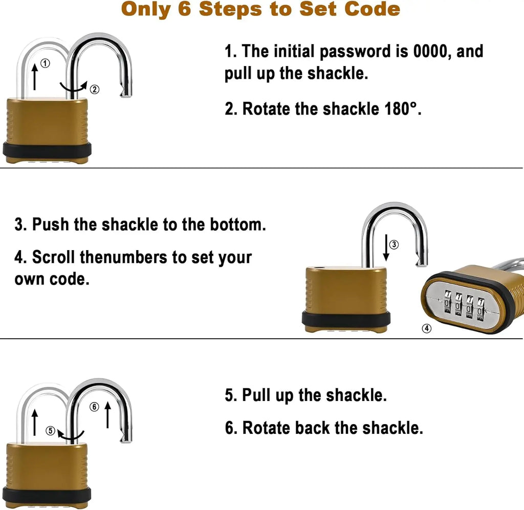 Heavy Duty Outdoor Waterproof 4-Digit Combination Lock