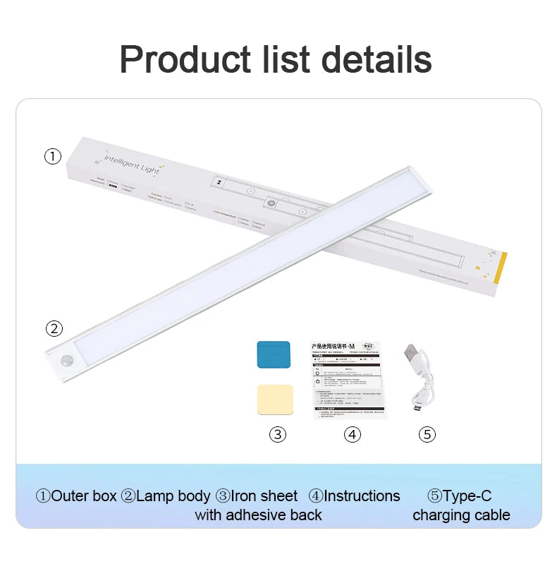 Lampka szafkowa led usb-c z czujnikiem ruchu do kuchni i garderoby