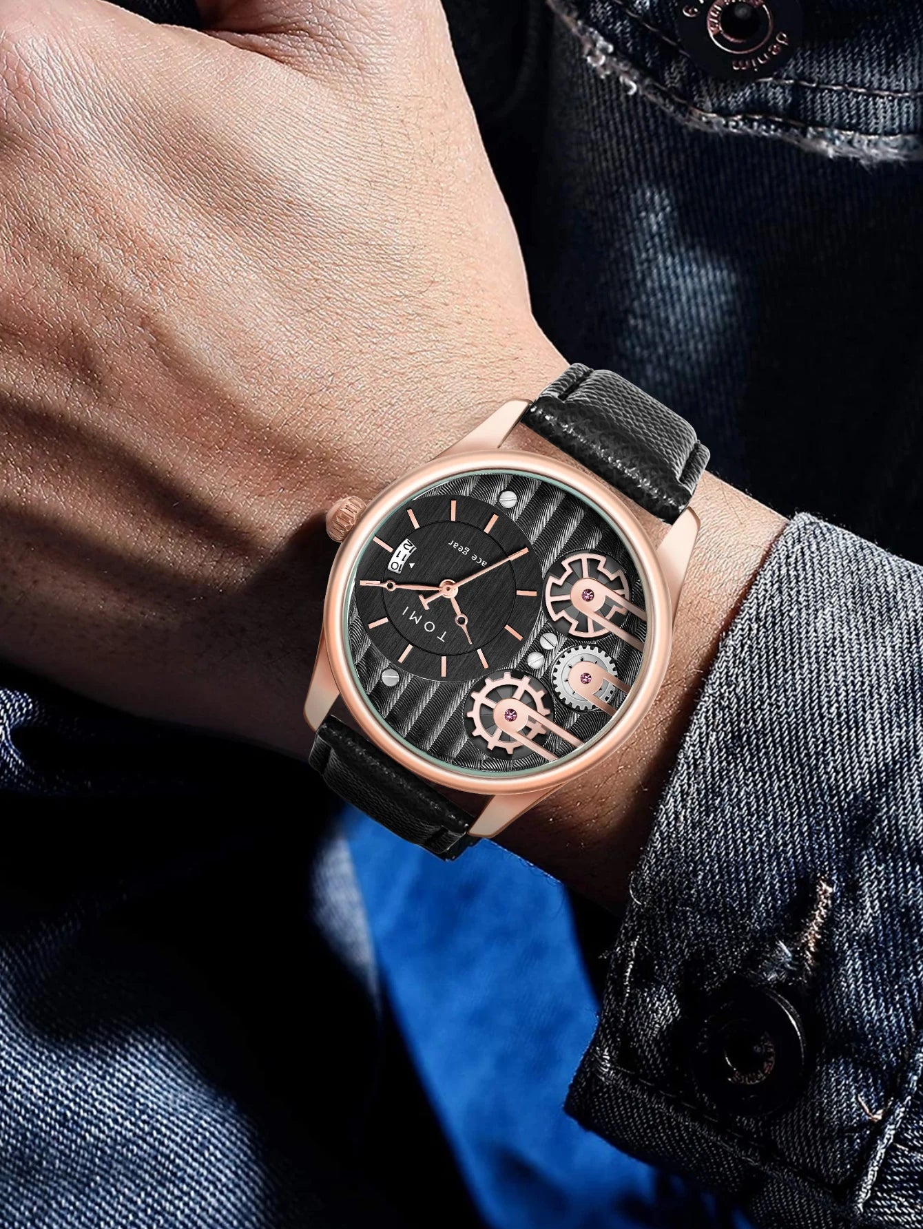 Zestaw podarunkowy tomi dla mężczyzn – luksusowy zegarek kwarcowy z odpinanym paskiem