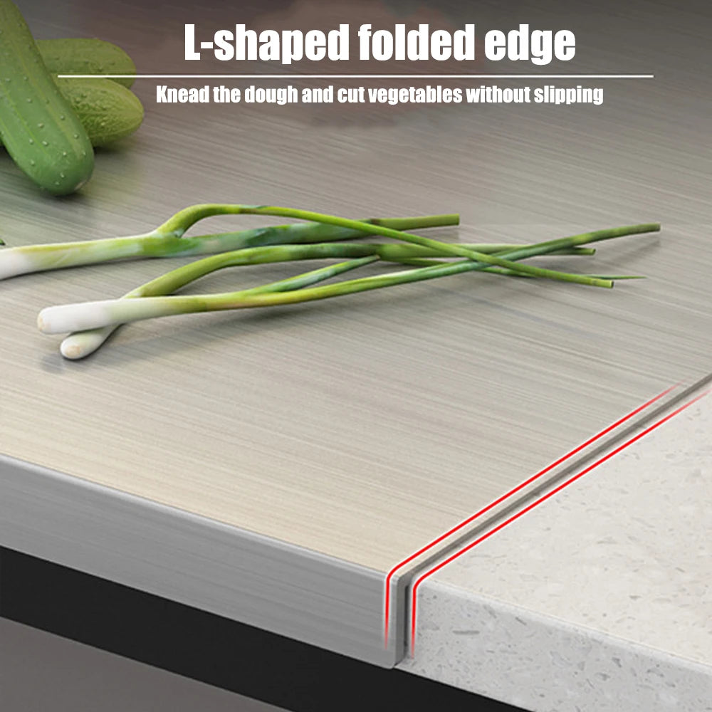 L-Shaped Stainless Steel Chopping Board - Large, Double-Sided Kitchen Tool