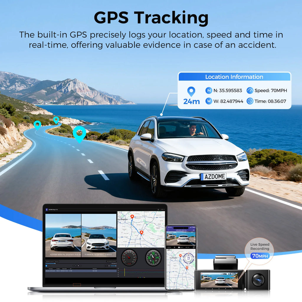 AZDOME M550 Pro 4K Dash Cam with GPS, WiFi & Night Vision