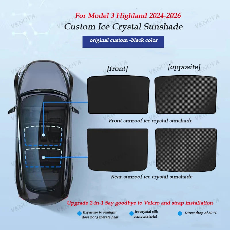 Osłona przeciwsłoneczna dachu tesla model 3 y highland juniper 2025 – ochrona uv