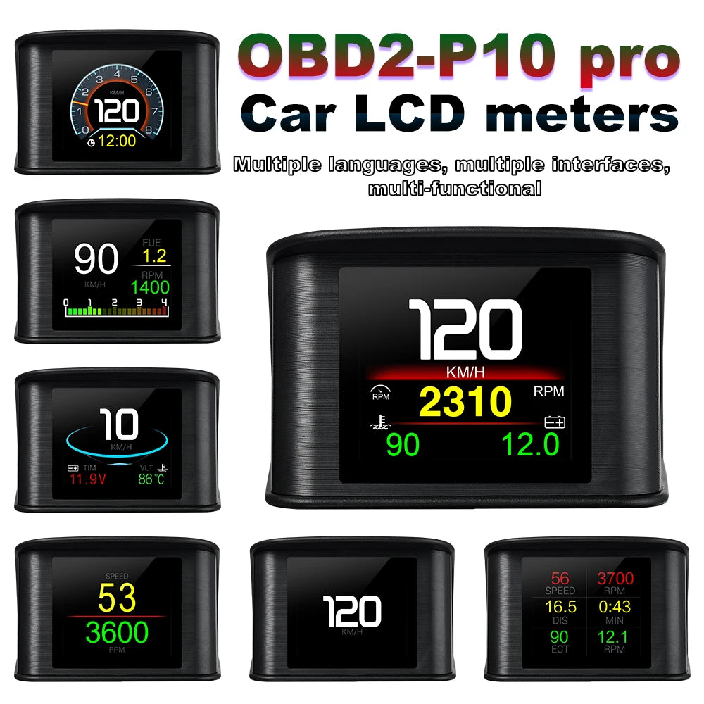 P10 pro wyświetlacz hud obd2 - inteligentny licznik cyfrowy prędkościomierz