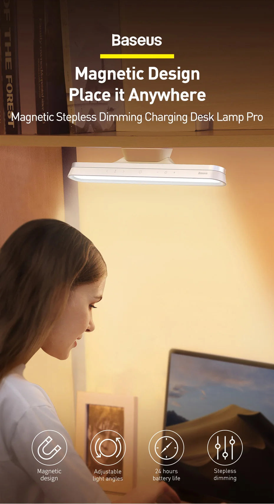 Baseus magnetyczna lampa na monitor – ochrona oczu i lampka biurkowa