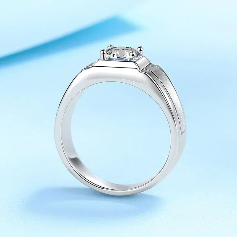 Men's Platinum Moissanite Ring - PT950 VVS1 D (0.5/1 Ct)