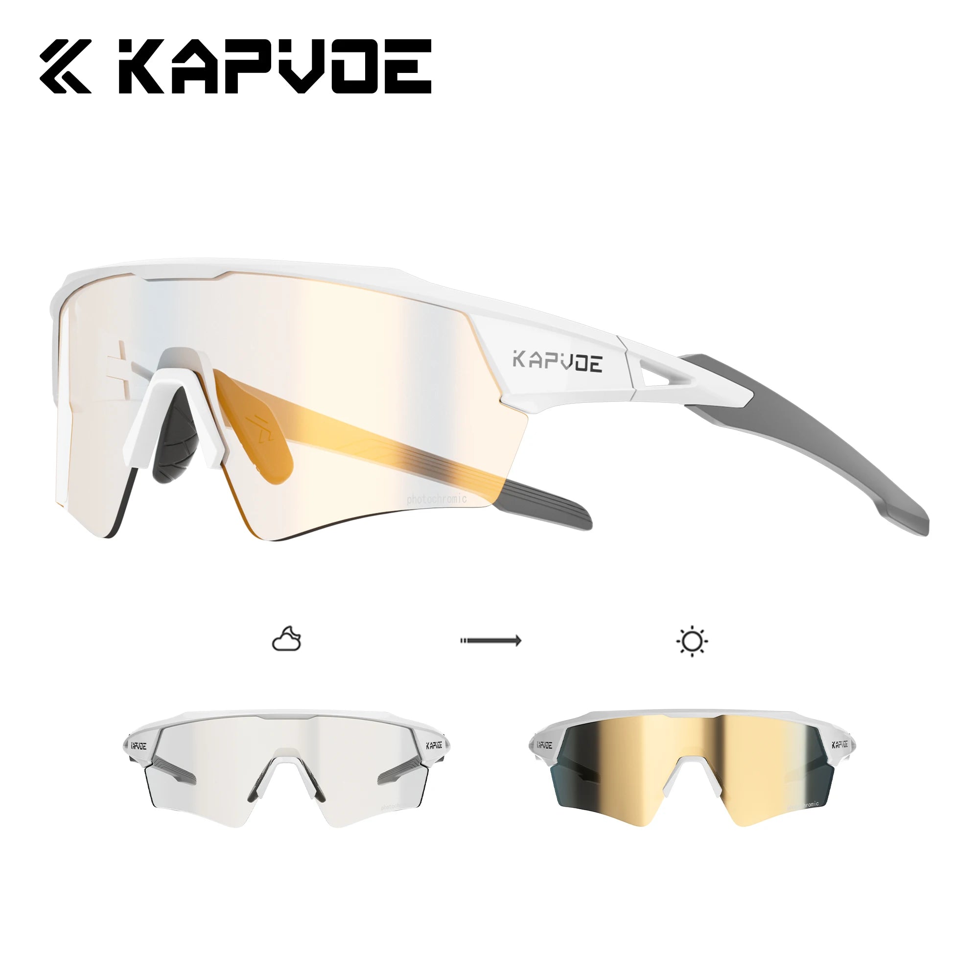 Okulary rowerowe kapvoe fotochromowe mtb uv400 do biegów i sportów na świeżym powietrzu