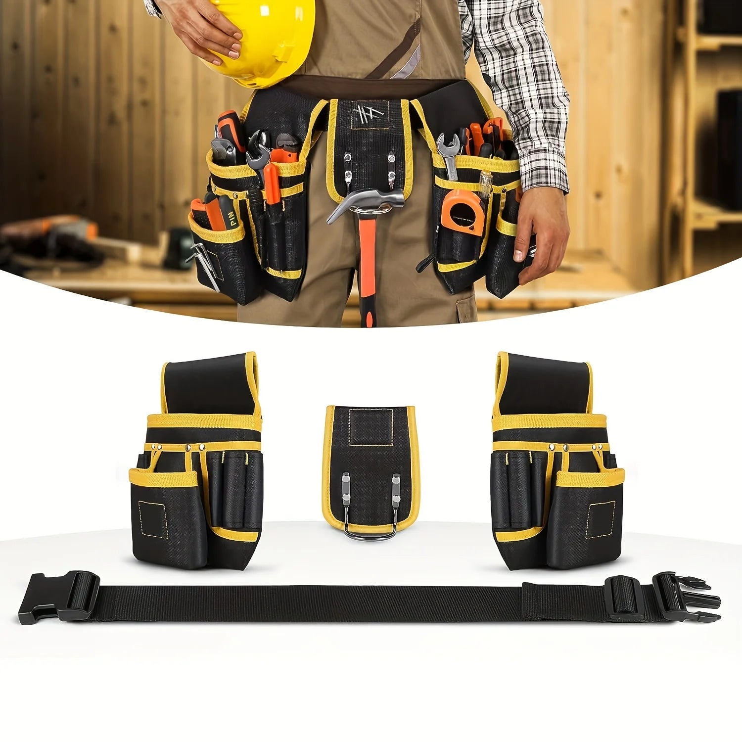 Magnetyczny pas narzędziowy heavy-duty z 26 kieszeniami i odpinaną torbą