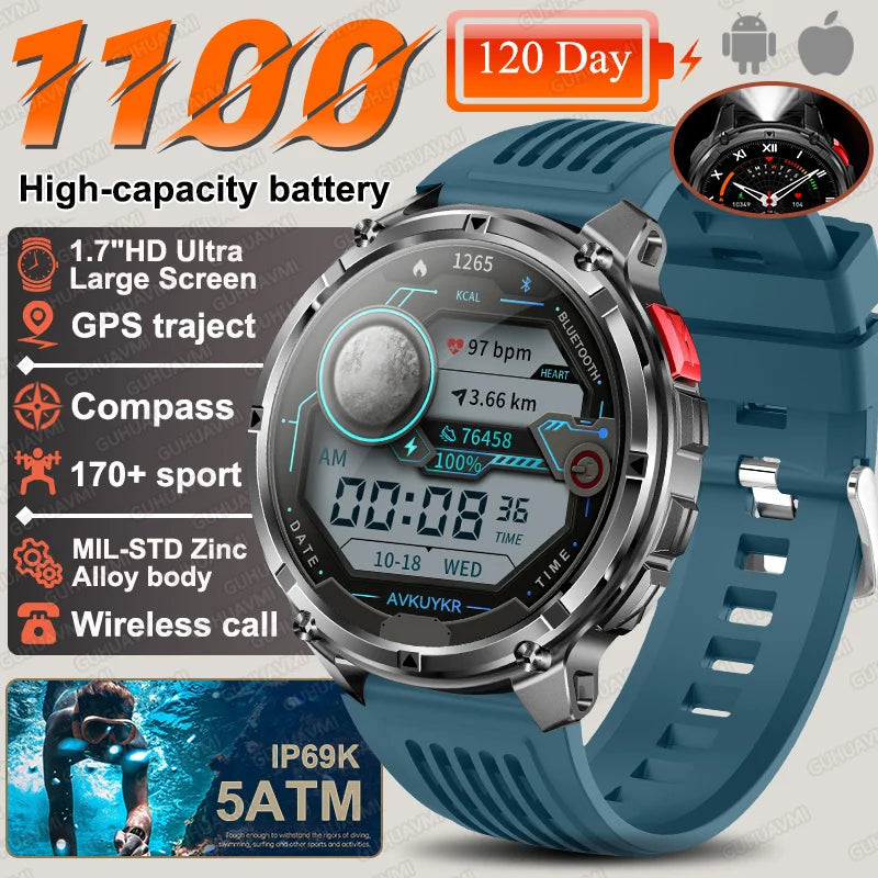 T-rex3 pro smartwatch | bateria 1100mah, gps, wodoodporny 5atm, wojskowy standard