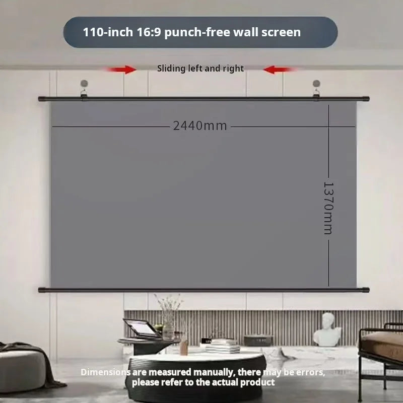Ekran projekcyjny xiaohui antyrefleksyjny hd 16:9 – bezinwazyjny montaż ścienny – kino domowe (60-133 cale)